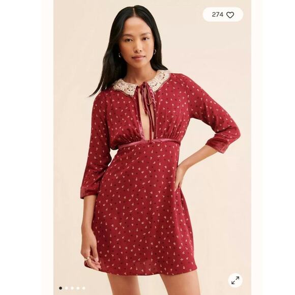 Free People Delfina Red Mini Dress - Picture 1 of 10